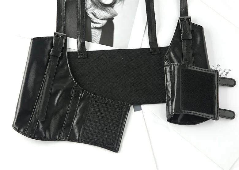 Vintage Gothic Women Adjustable Fashion Faux Leather Wide Waist Belt PU Steampunk Underbust Corset for Lady