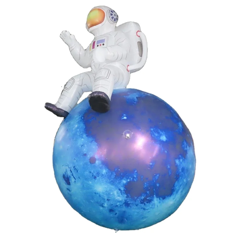6m 20ft tall Outdoor giant inflatable astronaut sit on moon with lights For Advertising