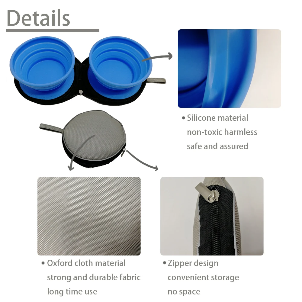 Силиконовая дорожная миска для домашних животных, складная двойная миска, бутылочка для воды, чашки для собак и кошек, водонепроницаемые чашки