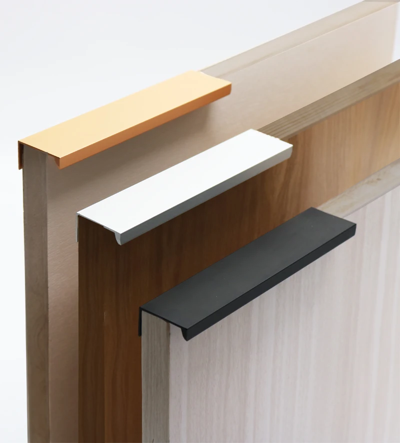Black Silver Orange Gold Hidden Cabinet Handles Aluminum Kitchen Cupboard Pulls Drawer Knobs Bedroom Door Furniture Hardware