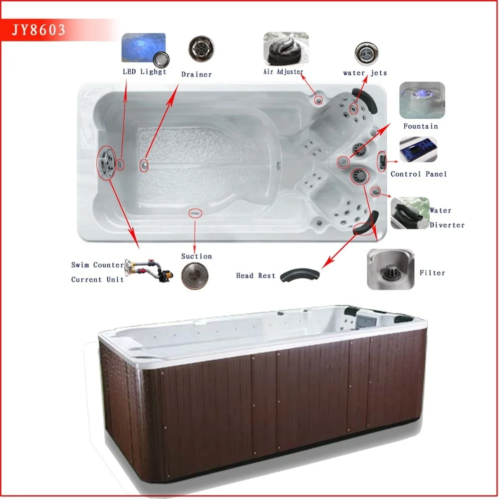 Self cleaning Hydro massage 4 Meters Swim Spa with Exercise Equipment
