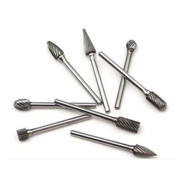 3mm 6mm Shank Diamond Carving Metal Engraving Tool, Double Cut Tungsten Rotary Set Carbide Burrs