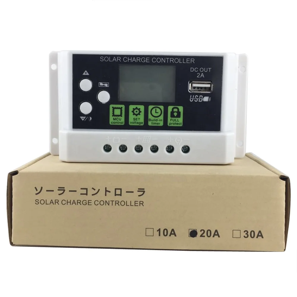 WSSCC-7 white USB DC 5A 2v output multi-function 12v 24v 10a 20a 30a pwm solar charge controller