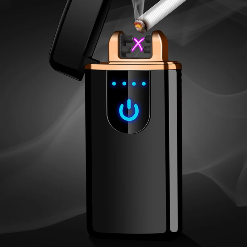 Creative Gift Double Arc Plasma Lighter Smart Fingerprint Sensor Cigarette Lighters