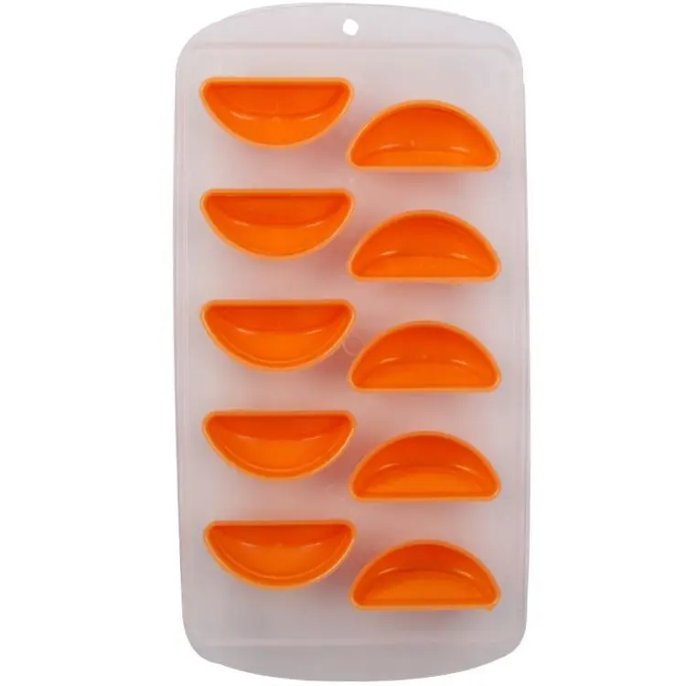 Hot saling multi purpose plastic cute orange shaped ice lattice reusable silicone ice cube mold tray