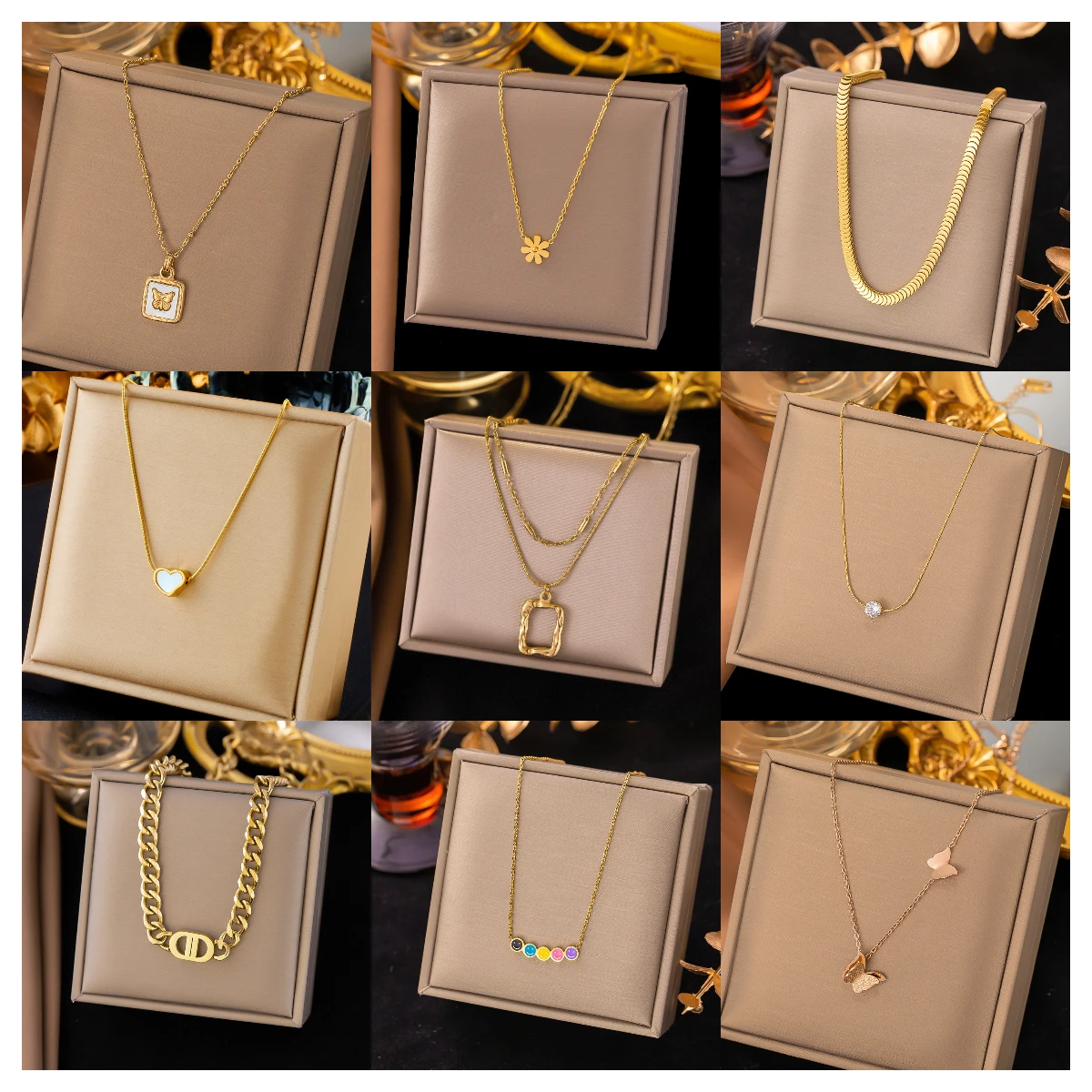 wholesale bulk tanish free waterproof gold plated jewelry accessories bijoux acier inoxydable necklace stainless steel jewelry