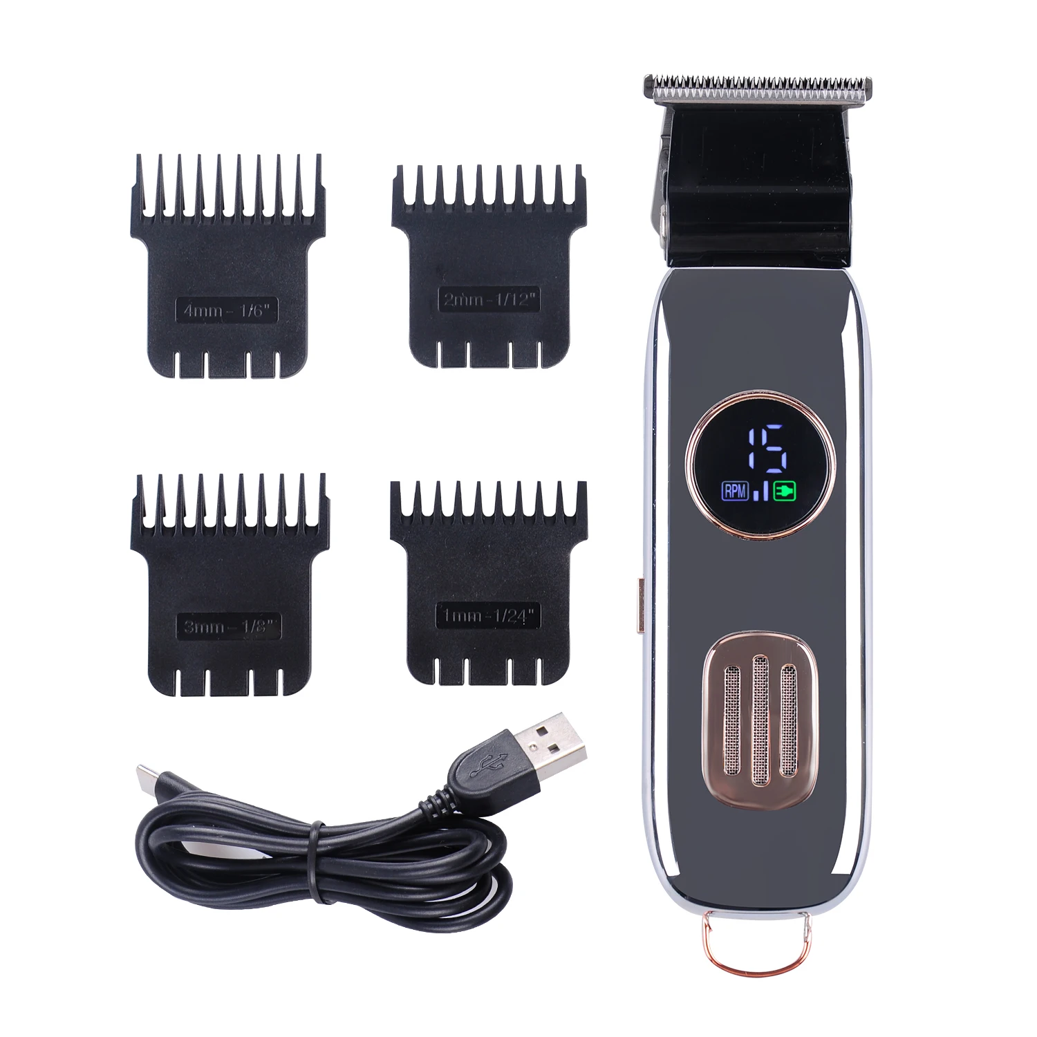Full Body Metal Housing LCD Display Professional Salon Rechargeable Electric Hair clipper