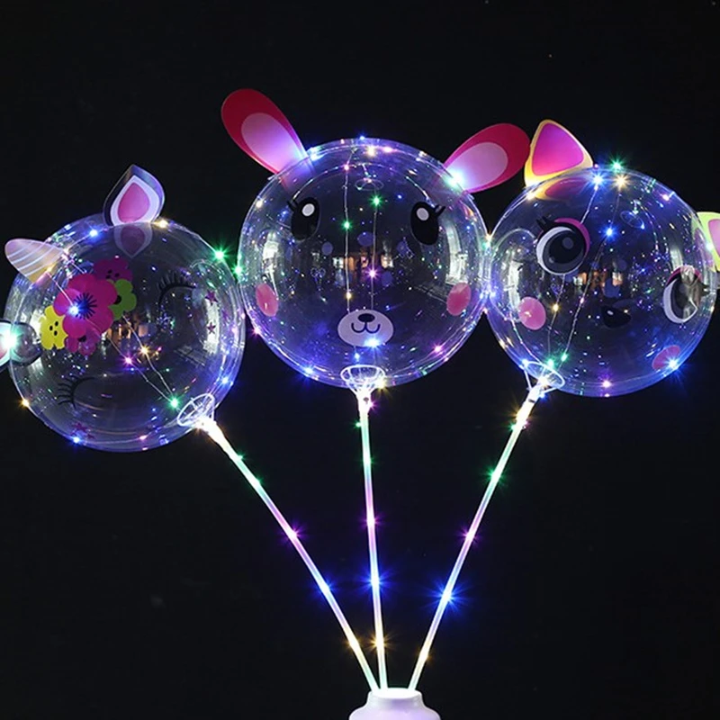 RUI YI Factory Wholesale 20 inch Unicorn Stickers Led Ballons Lighting Led Balloon Light Bobo Balloons