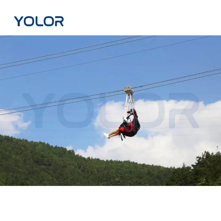 Scenic area aerial zip line aerial ropeway speed skating amusement equipment Powerless jungle zip line