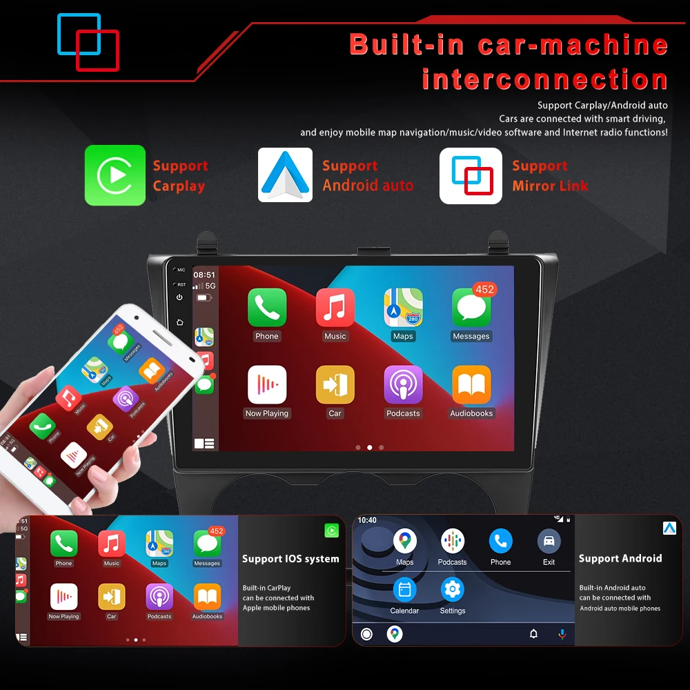 2Din 4+64G Carplay Android 10 Car Radio 2 Din 9' IPS Android Auto/AI/GPS/Wifi/BT/4G/DSP/EQ For Nissan Teana Altima 2008-2012