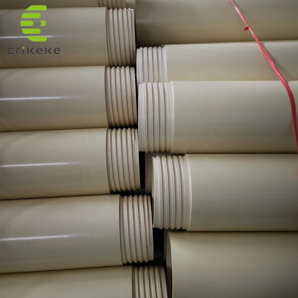 110mm 140mm 160mm UPVC Thread End PVC Borehole Pipe Riser Pipes / Drop Pipe For Borewell Water Supply