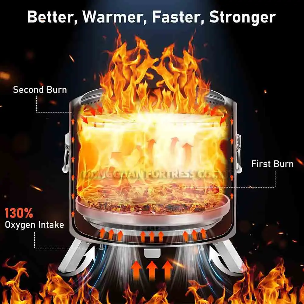 2023 new design adjustable portable bonfire steel smokeless fire pit for outdoor camping and heating