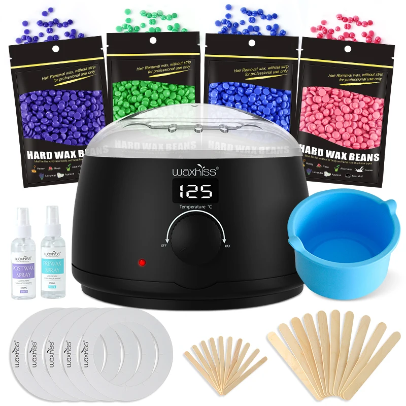 Waxkiss Wholesale 500cc Depilatory Wax Heater Set Private Label Hair Removal Wax Heater Machine Wax Beans Kit