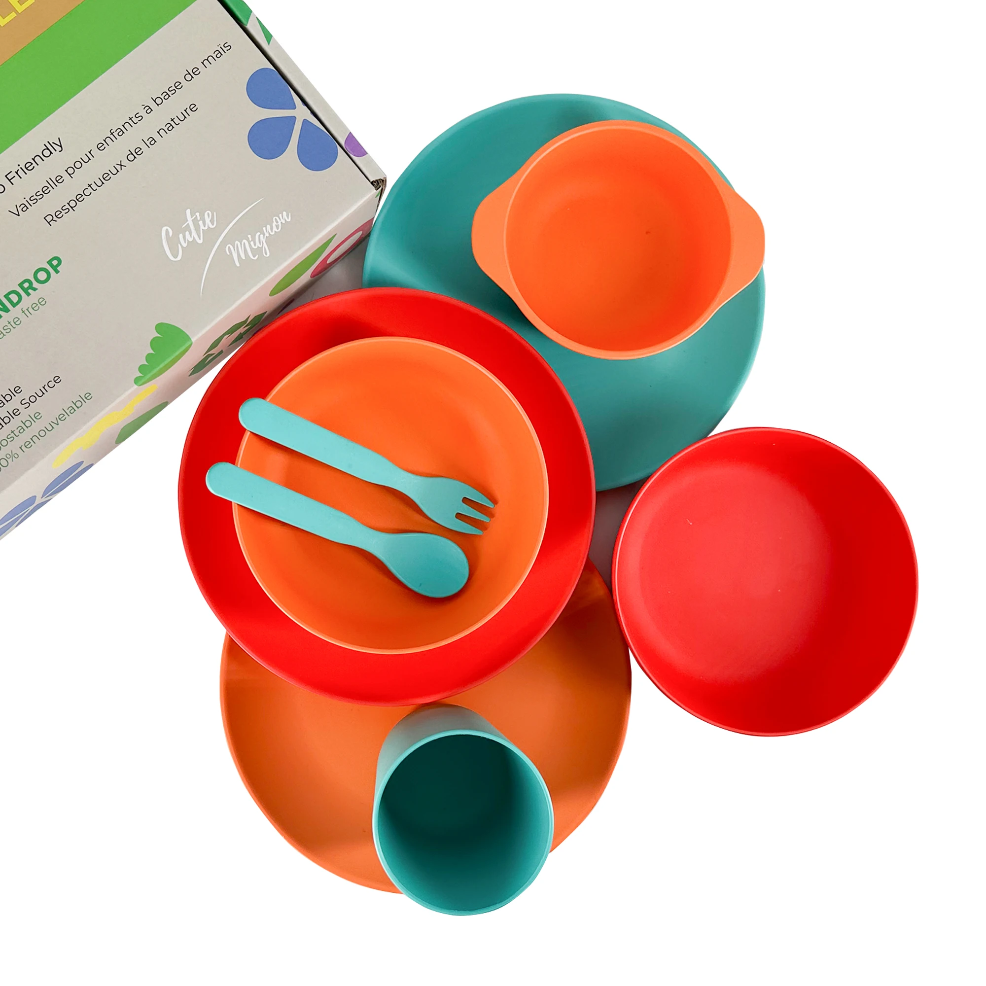 2022 New Design Pla Tableware Set Biodegradable Compostable eco friendly kids dinnerware set