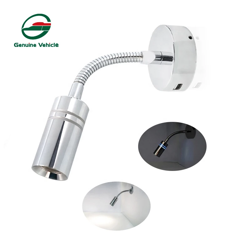 Genuine Vehicle RV Boat Interior Lighting systems 3W LED Dimmer Touch Switch Reading Light With USB Socket For Caravan Motorhome