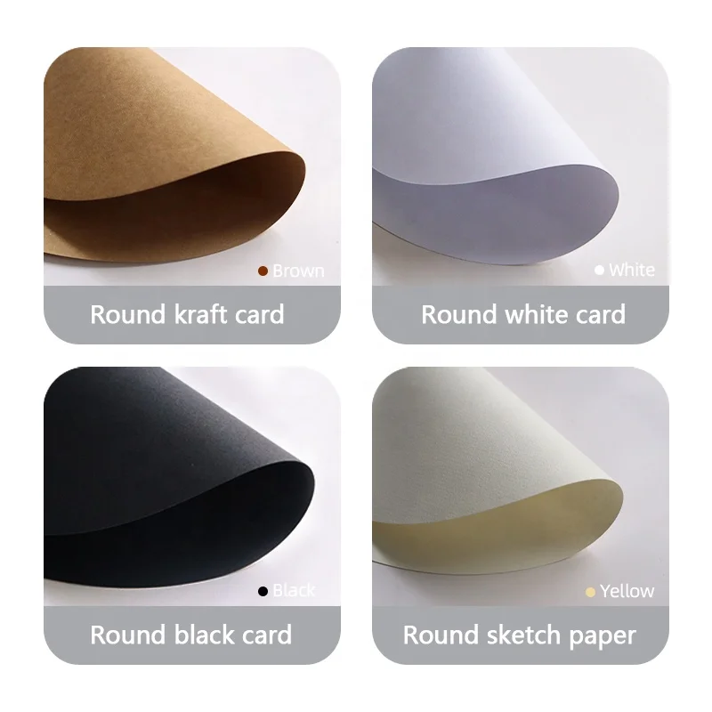 SAITAO 50 Sheets Pack 250g Thick DIY Round Cardboard Paper Kraft/Sketch Paper White/Black 25/29/36 cm Round Drawing Paper