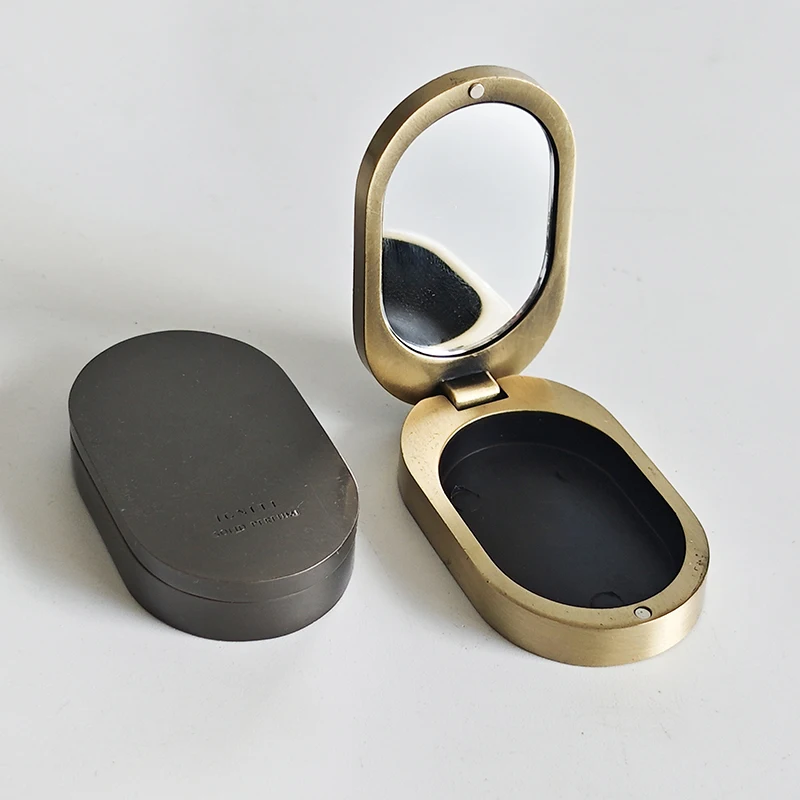 Support Small Batch Customization Metal Empty Makeup Container with Mirror Cosmetic Box Highlighter Blush Case