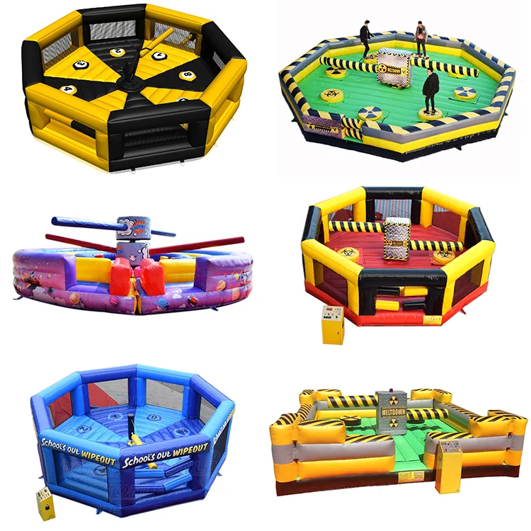 Factory price wholesale inflatable machine wipeout games kids meltdown last man standing swepper mechanical games adult for sale