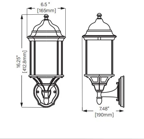 Large Outdoor Light Fixture 16.5in H Retro Exterior Wall Mount Lantern with Waterproof Matte Black Wall Lights with Clear Glass