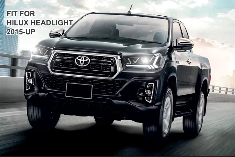  Автомобильная фара в сборе Vland для HILUX/REVO/ROCCO/VIGO 2015-2019 с полным светодиодным и поворотным сигналом + DRL Plug And