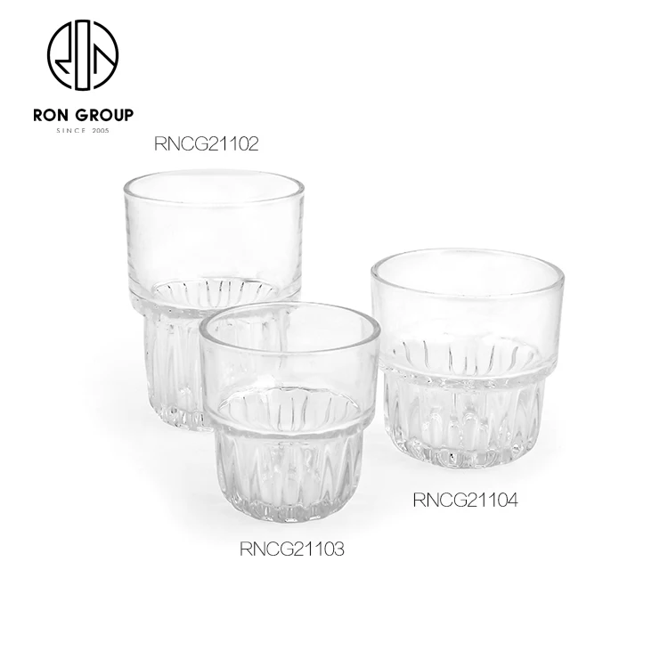 Simple style clear vertical stripe coffee glass drinking transparent ripple long beverages milk glass juice cup