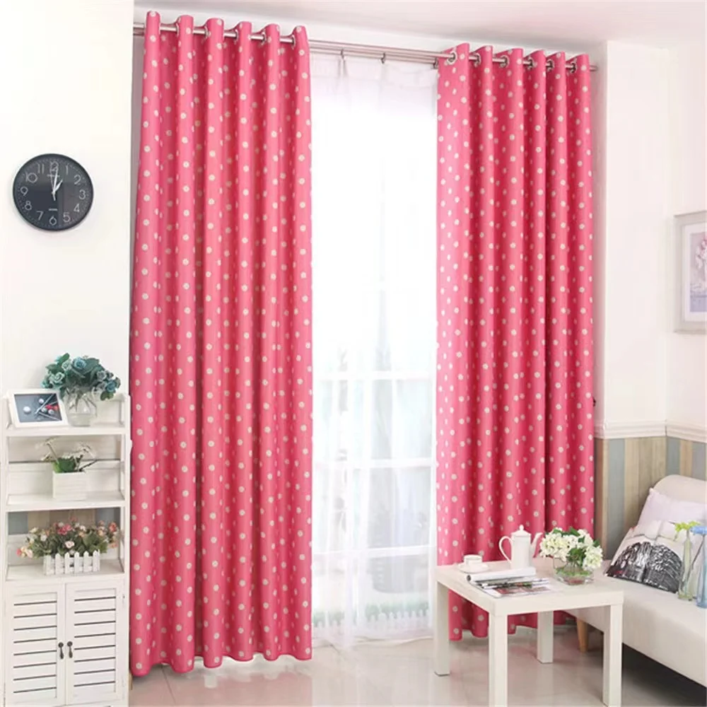 Lovely Pink Curtains Window Bedroom Dot Pattern Printed Girl Room Curtain For The Living Room Window
