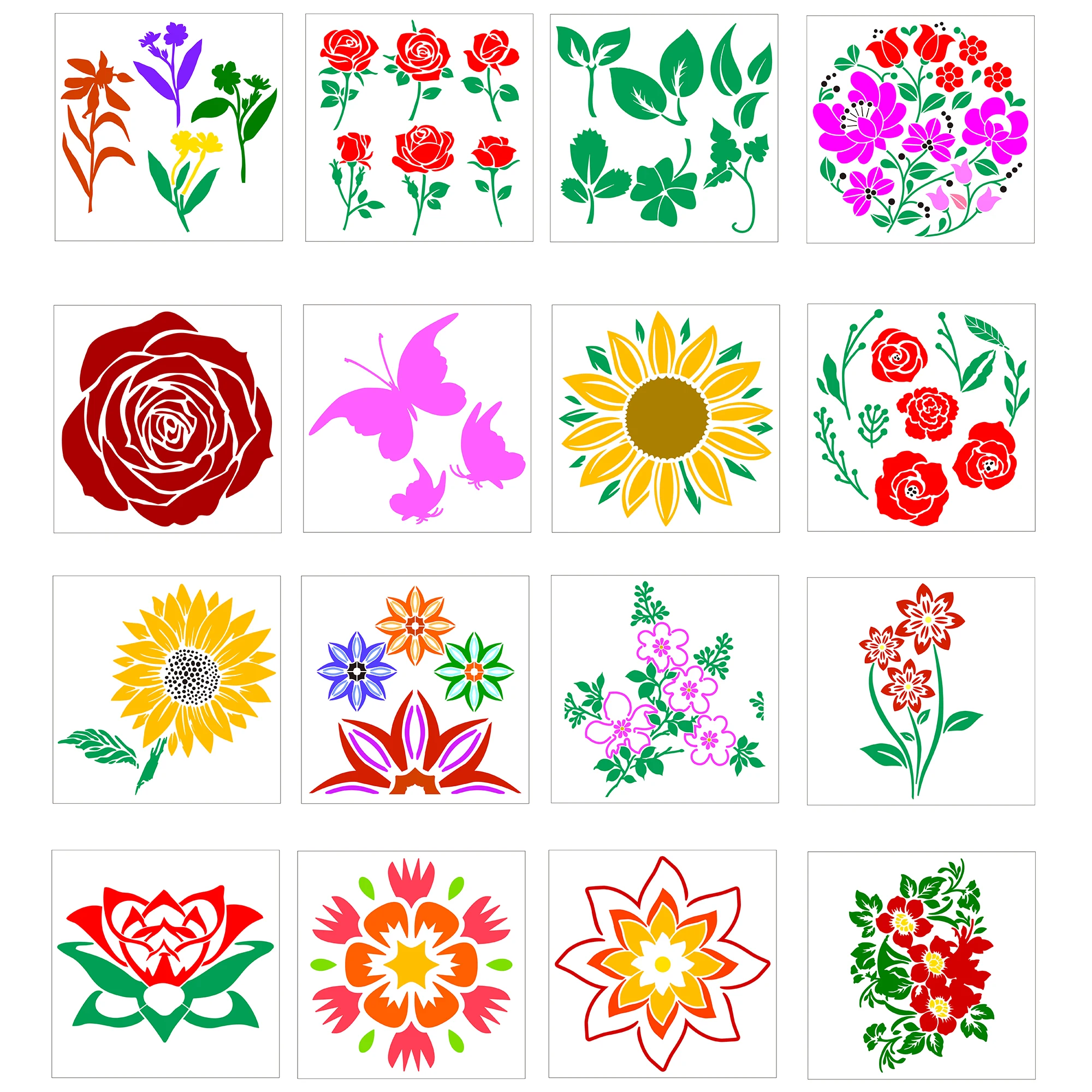 
20pcs set sun flower Stencil Plastic Planner Stencils for DIY Drawing painting Template Stencils 