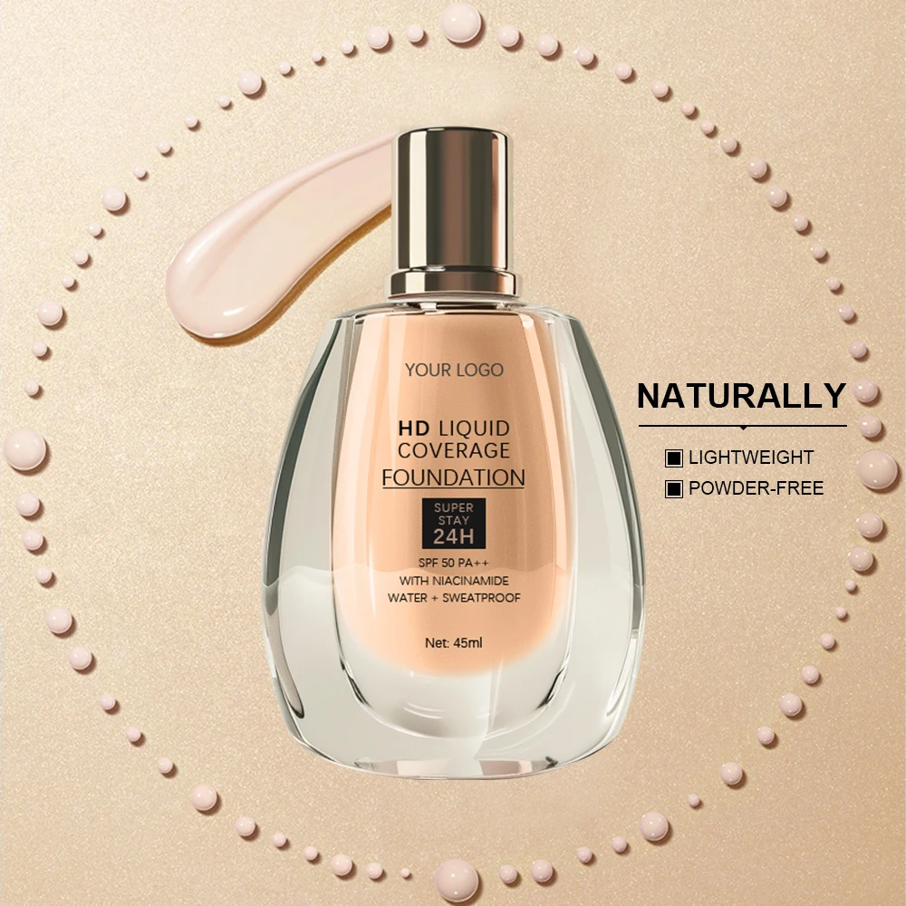 Guangzhou Custom High Quality Full Effect Oil Control Long-Lasting Waterproof Face Natural Concealer Liquid Matte Foundation