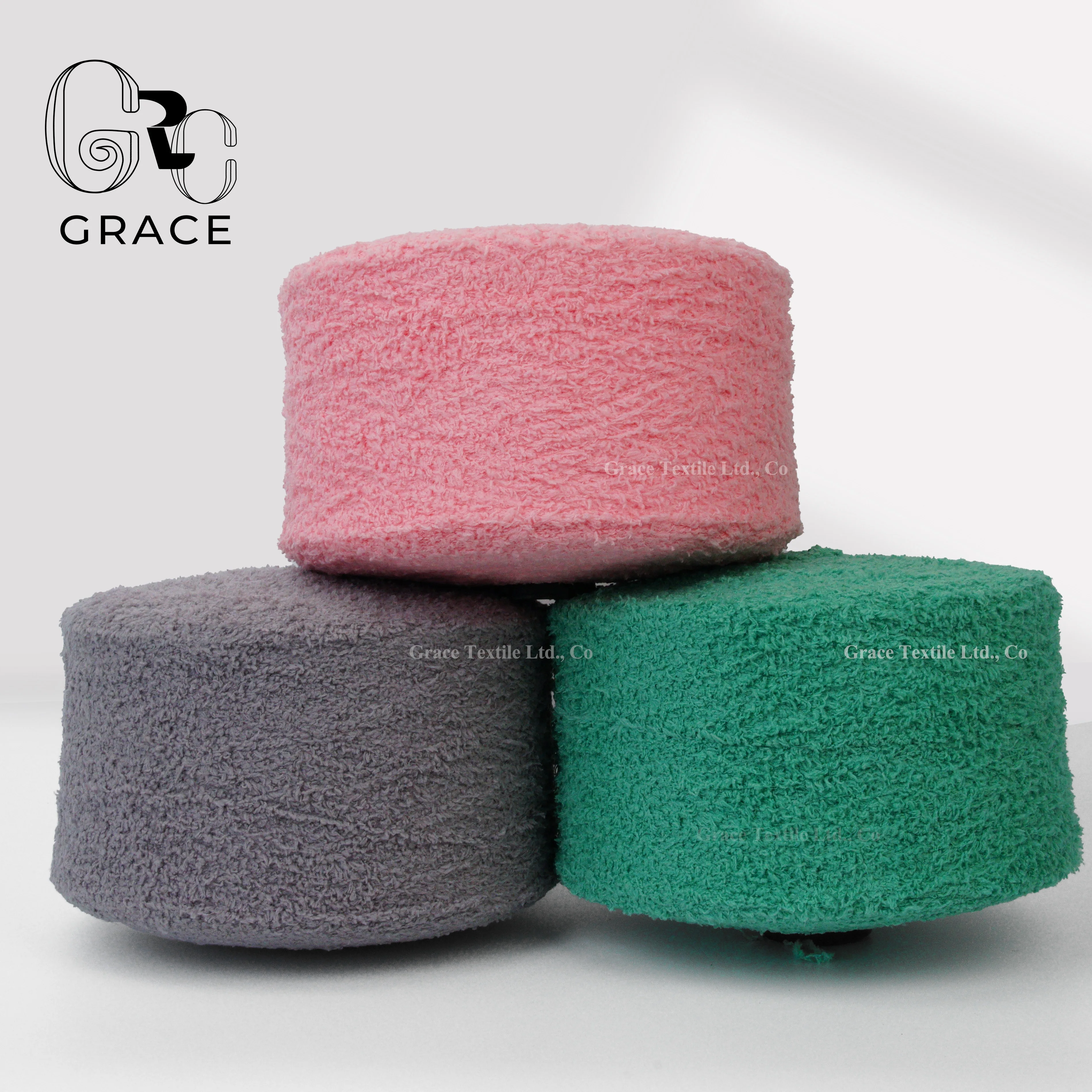 Fuzzy Crochet Yarn 5.8 NM 100% Recycled High Tenacity Hand Knitting Plush Toy not Loss Hair Home Fleece Yarn