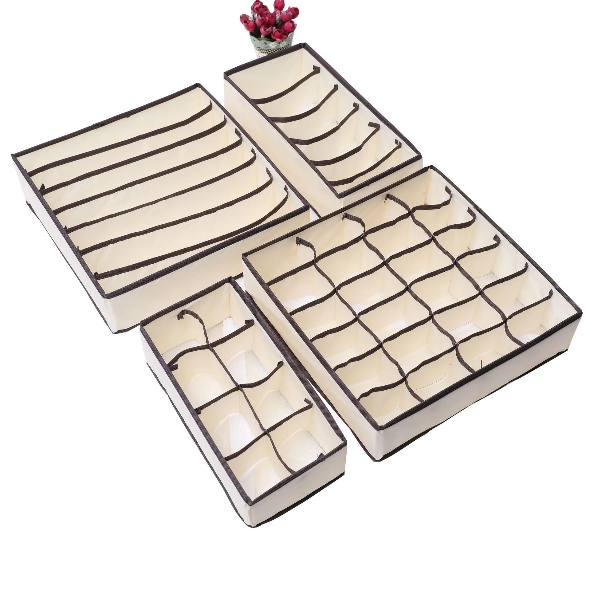 Wardrobe Clothes Organizer Storage Box Clear PVC Cover Foldable Fabric Storage Bins For Clothing Trousers Large Compartment