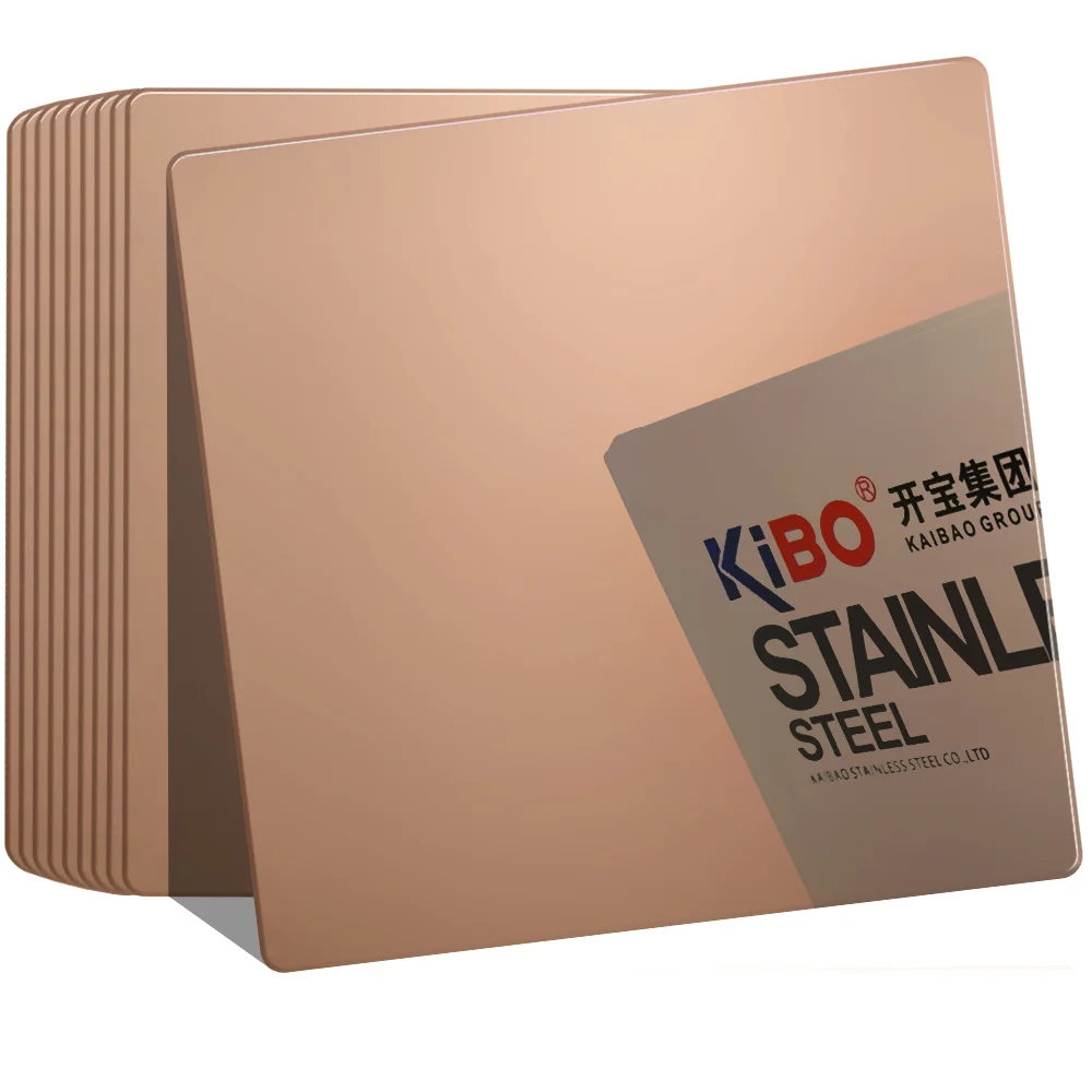 8K Rose Gold Mirror PVD Coating Titanium Sheet Stainless Steel Decorative Plates Inox AISI ASTM SUS SS 201 304 316 Hot Rolled
