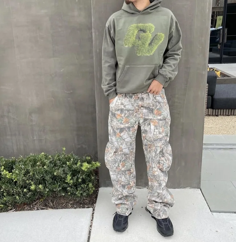 Customized High Quality 100% Cotton Hunting Real Tree Camo Stacked Parachute Carpenter Men Custom Cargo Pants