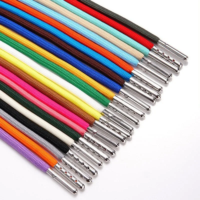 Garment 5mm colorful round drawstring polyester cotton hoodie hat cord waist trouser drawcord with metal tips draw cords