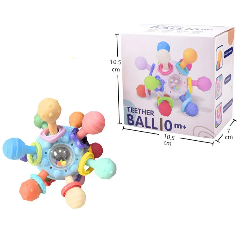 Baby rattle toy Manhattan finger ball Atomic spin soft glue ball grinding tooth hand grip ball early education toy
