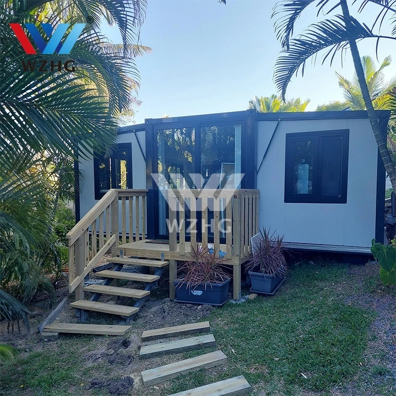 20 40ft expandable prefabricated container house customized folding standard prefab luxury design black