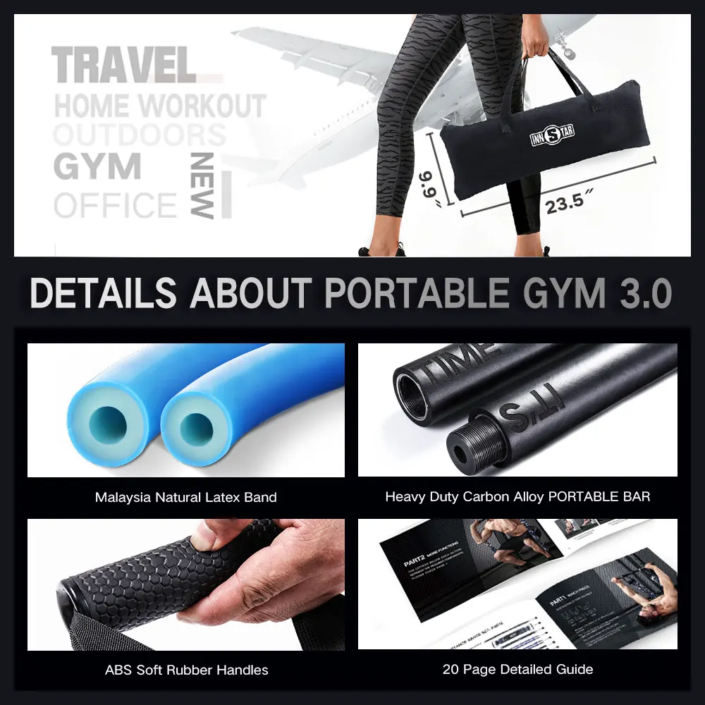 Innstar Adjustable Bench Press Push Up Resistance Bands Chest Builder grm Workout Arm Expander Training