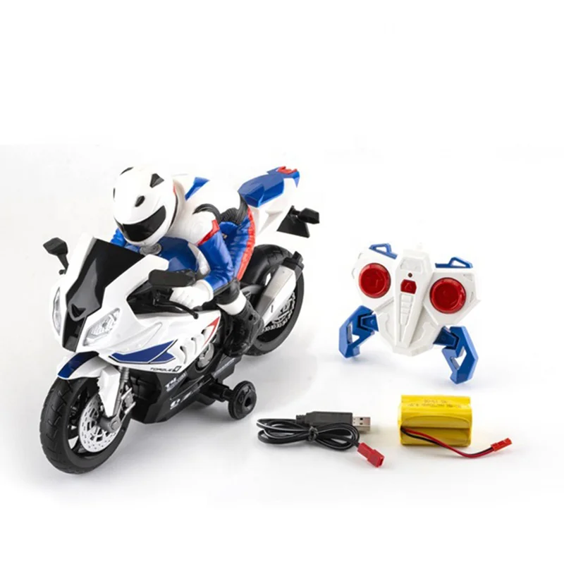 2.4G 360 Degree Rotation Racing RC Stunt Motorcycle Kit Remote Control Hobby Toy with Light and Sound Effects