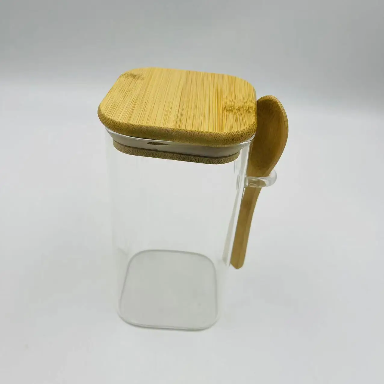 Glass Rotating Storage Jar Square Airtight Jar Glass Storage Jar With Square Lids