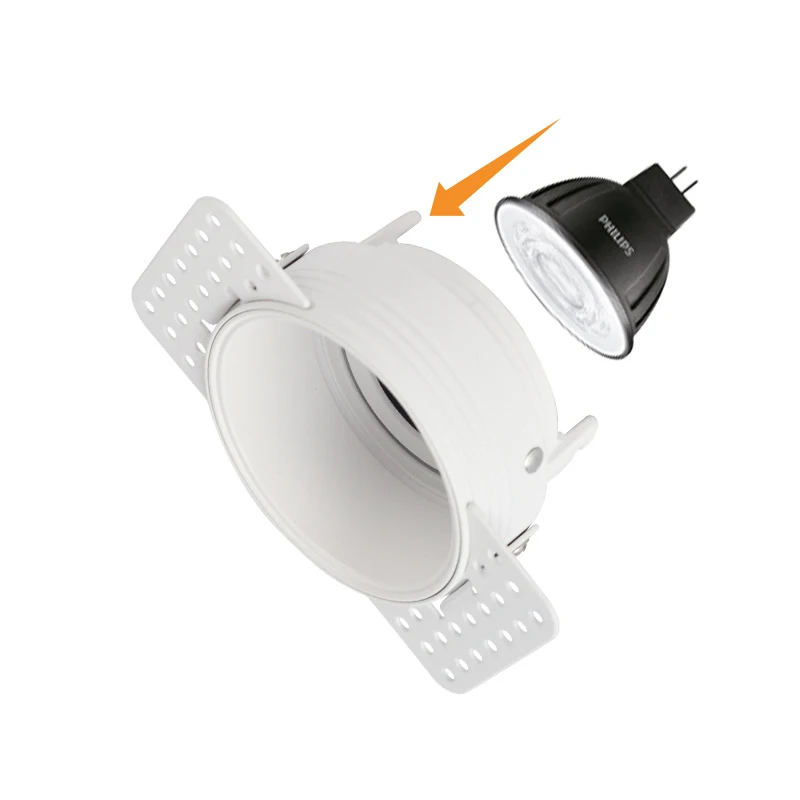 Frameless GU10 MR16 MR11 Down Light Fixture 95mm cutout Trimless GU10 Fitting Deep Reflector Anti-glare Aluminum