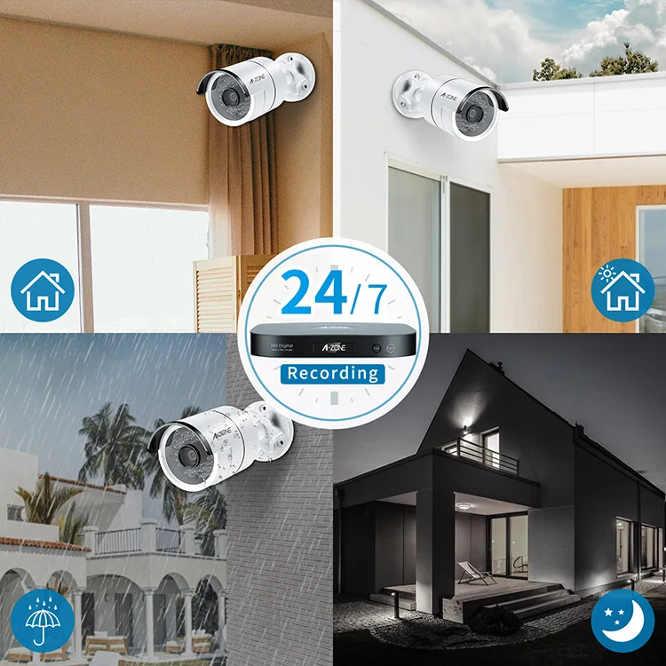 Tollar HD H. 265 1080P 8ch CVI Kit Bullet Cameras 8Ch DVR Combo CCTV Camera Kit