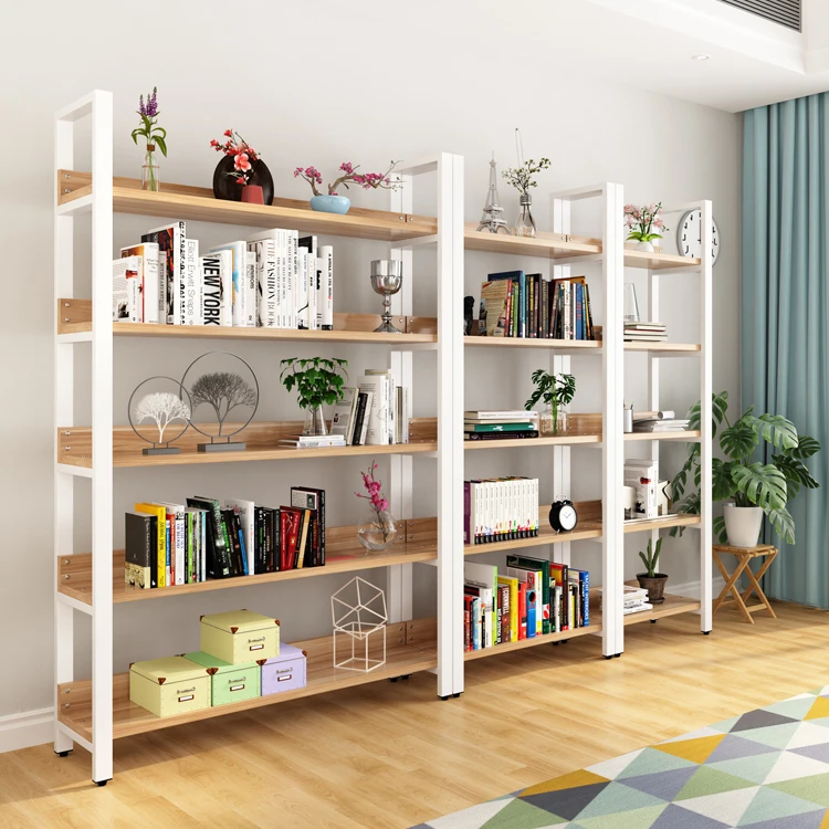 High quality and cheap simple modular natural storage room furniture corner bookshelf bookcase With baffle