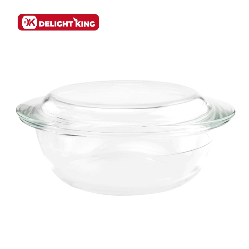 Large clear cookware pot / borosilicate glass oven safe glass casserole cooking pot with lid for soup
