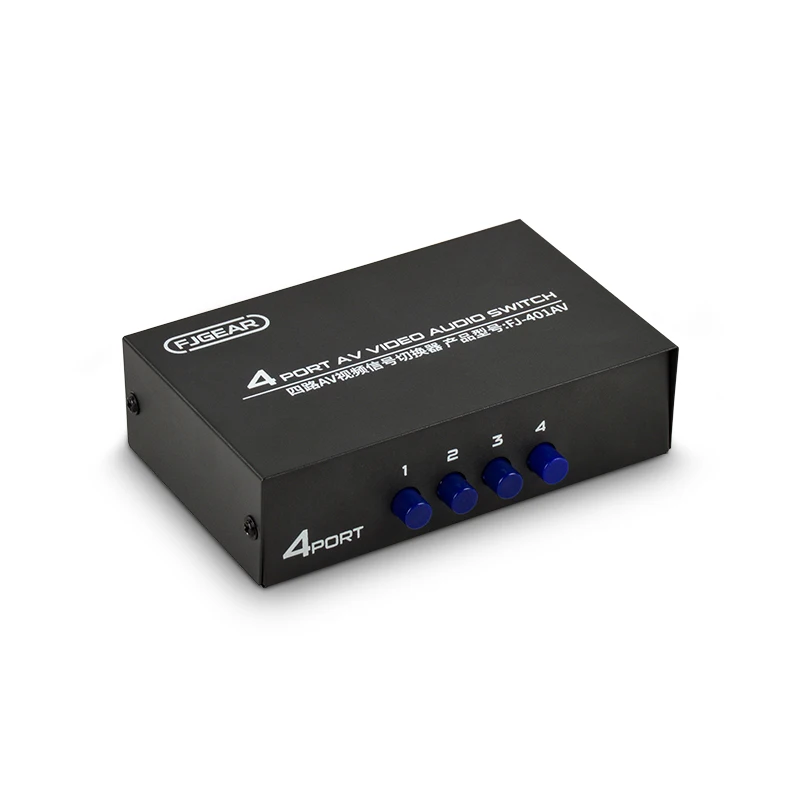 FJ-401AV FJGEAR Manual 4 PORT 4 in 1 out VIDEO AUDIO Switch Plug and play bandwidth 250mhz Four way av switch