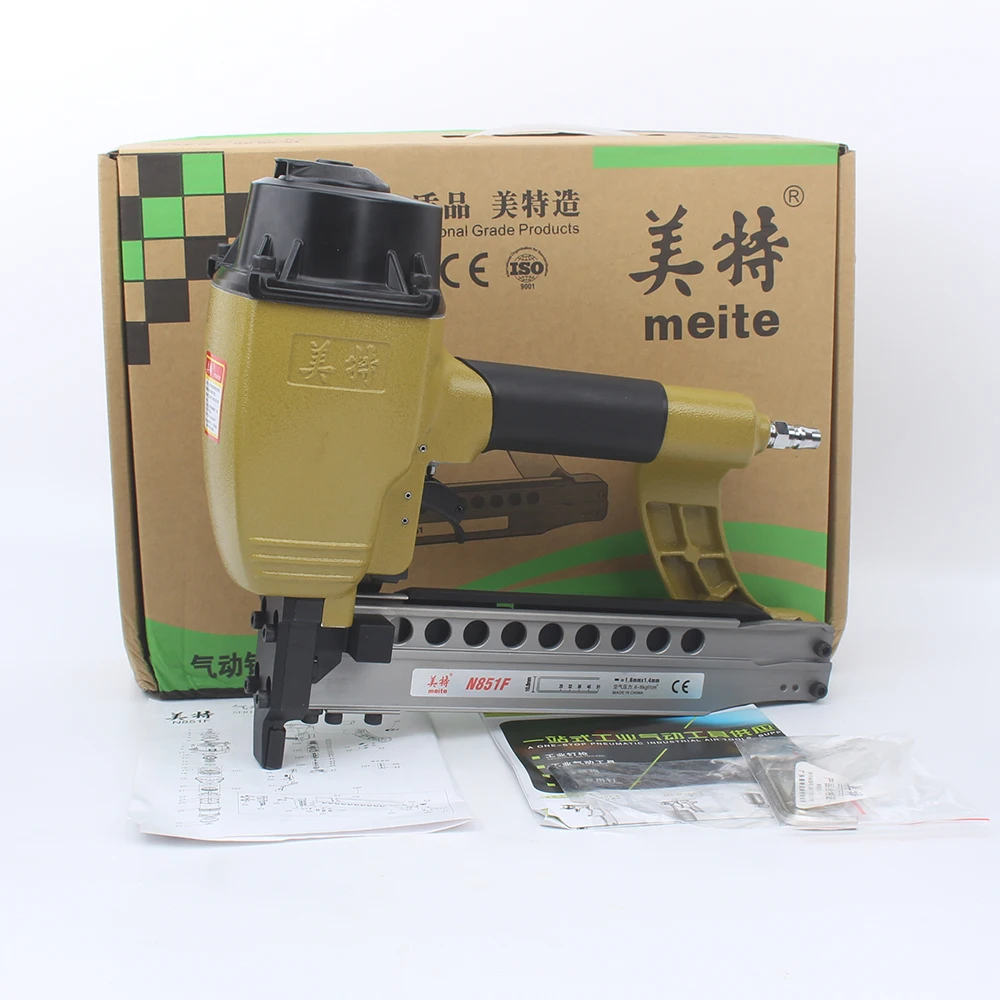 16 GA N851F Air Nailer Continuous Shots U-type Nail Gun Heavy Duty  Pneumatic Staple Guns  For Furniture Pallet 51mm 16 GA
