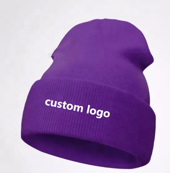 BSCI Certificate Cheap Solid Color  Men 100 Acrylic Custom  Knitted Beanie Hat for Winter