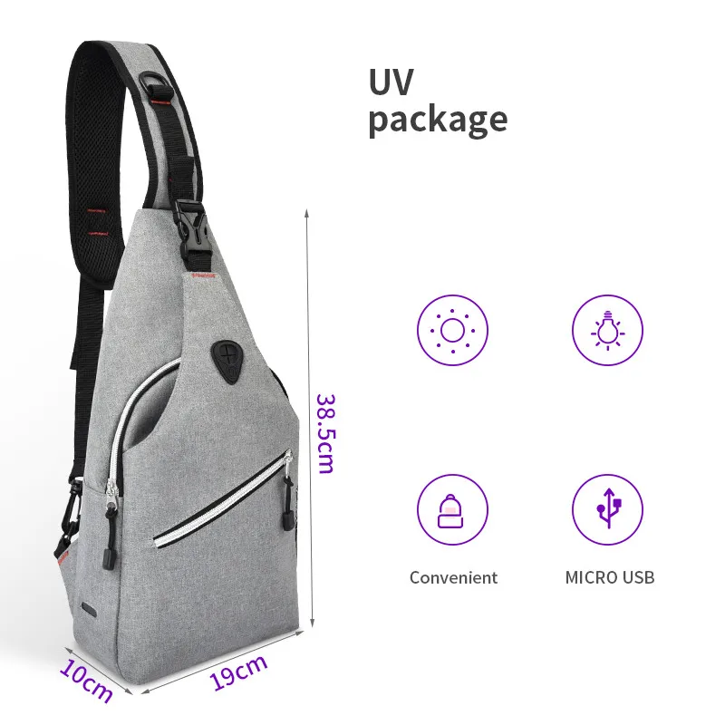 Мужская сумка-слинг с ультрафиолетовым светом, водонепроницаемая нагрудная Сумочка через плечо с УФ-стерилизатором, слинг-рюкзак для мужчин