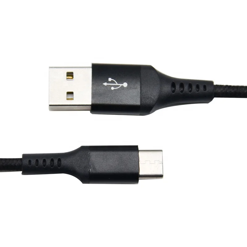  Кабель в алюминиевом корпусе с черной тканевой оплеткой USB 2 0 на Type C для быстрой передачи данных 1 м 3