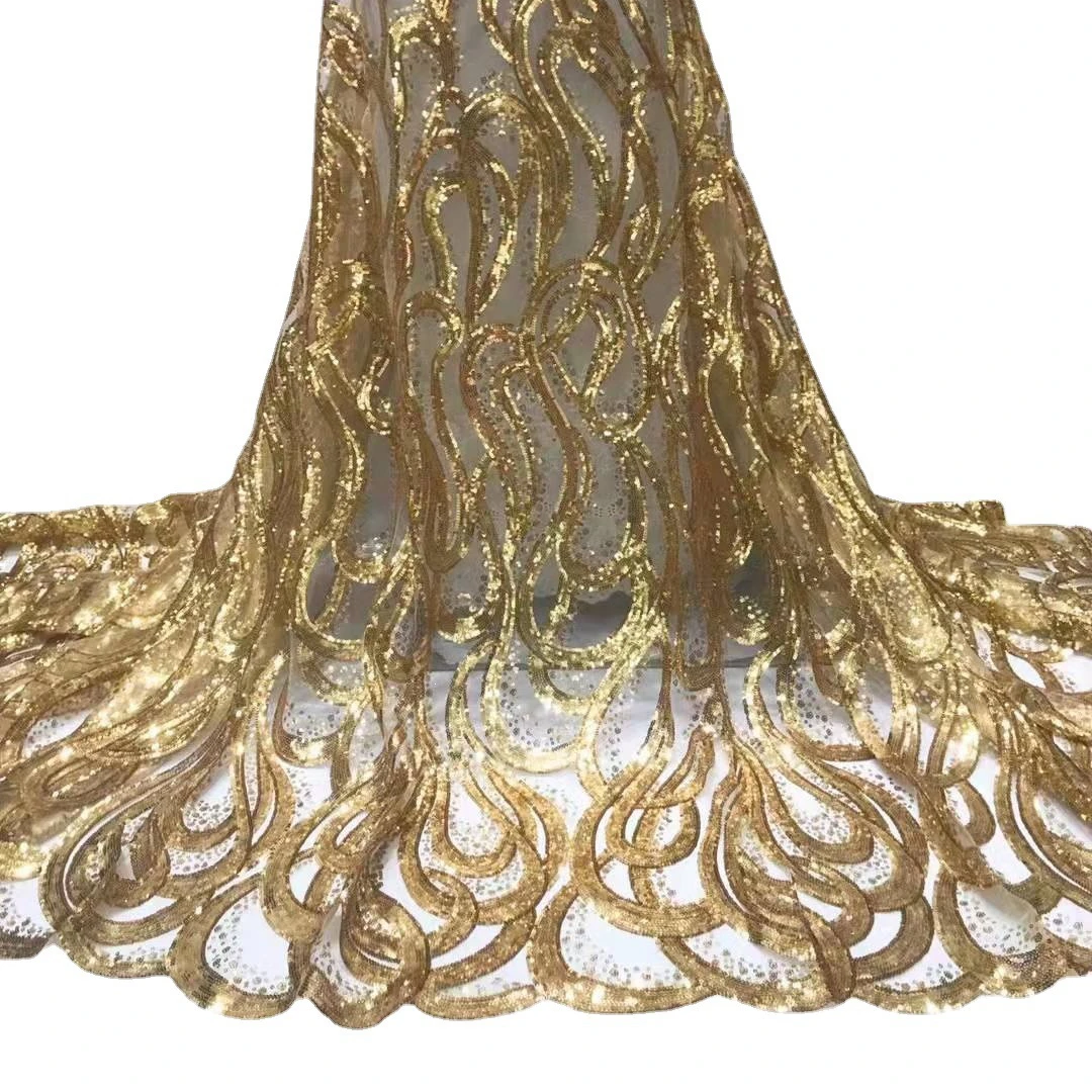 Stock sequins lace tulle stripe mesh bottom dress fabric sequins lace tulle RZ363