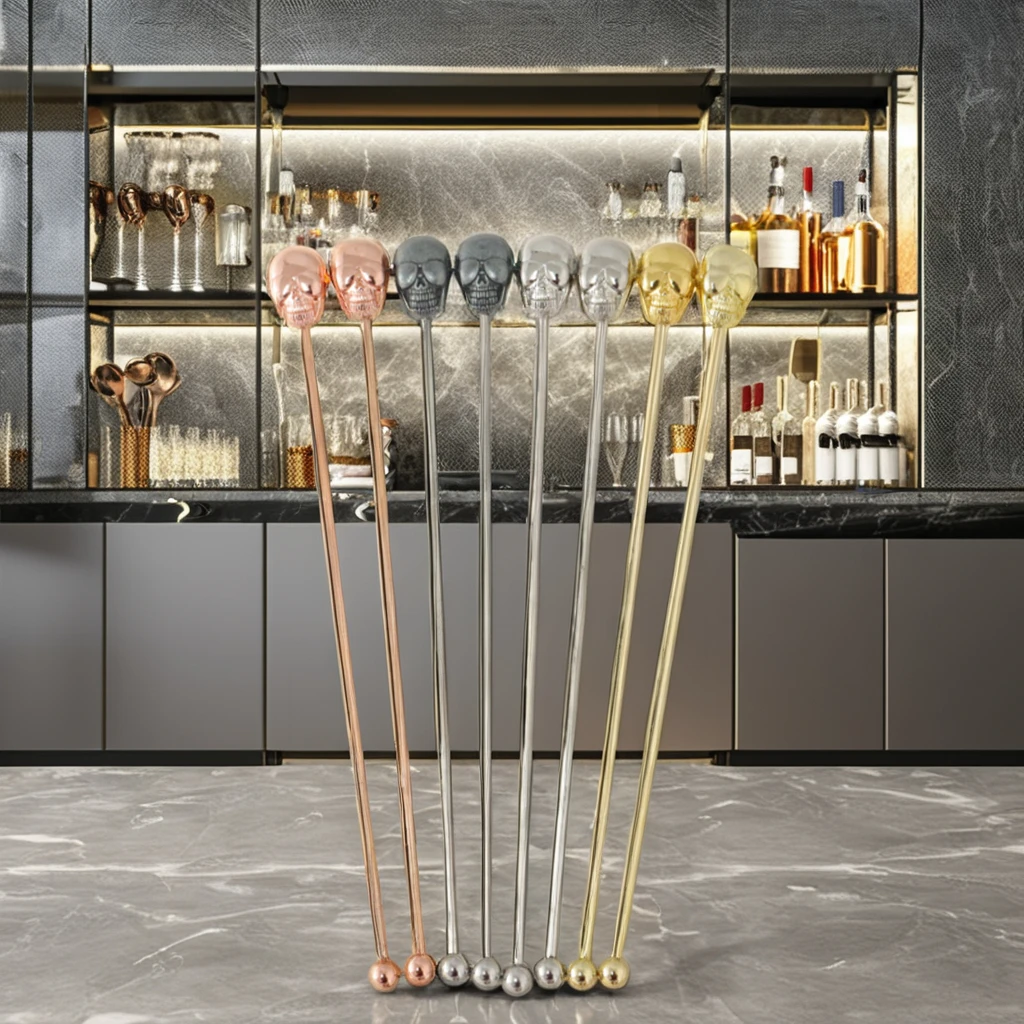 Cocktail Stirrers & Coffee Swizzle Sticks Stainless Steel Reusable Beverage Stir Sticks Top Shape Cocktail Shakers for Gifts