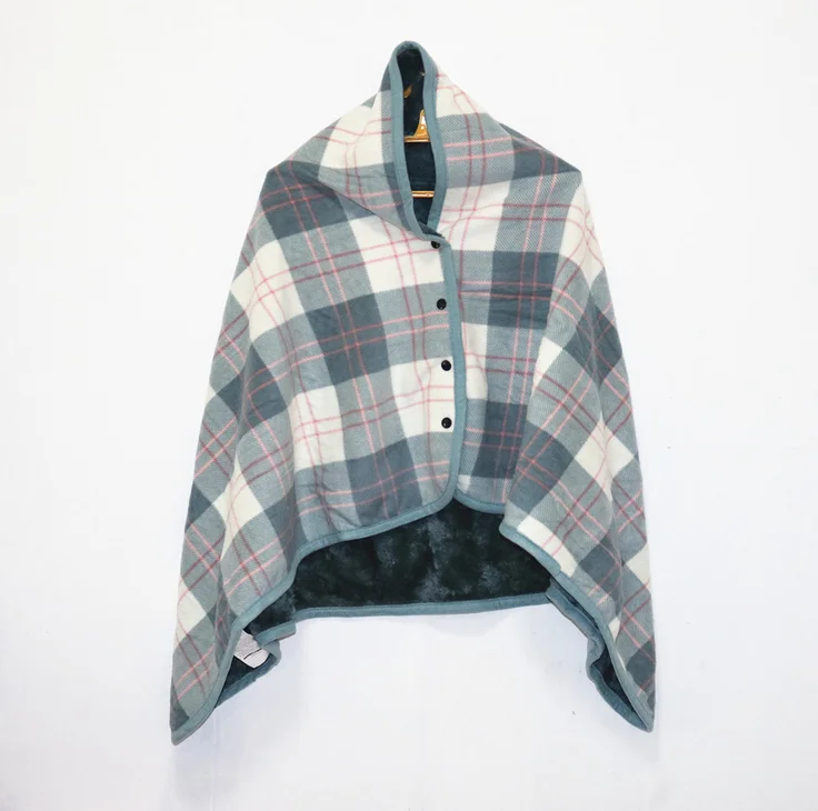 100% polyester check button scarves shawls scarf women  printed polar fleece blanket